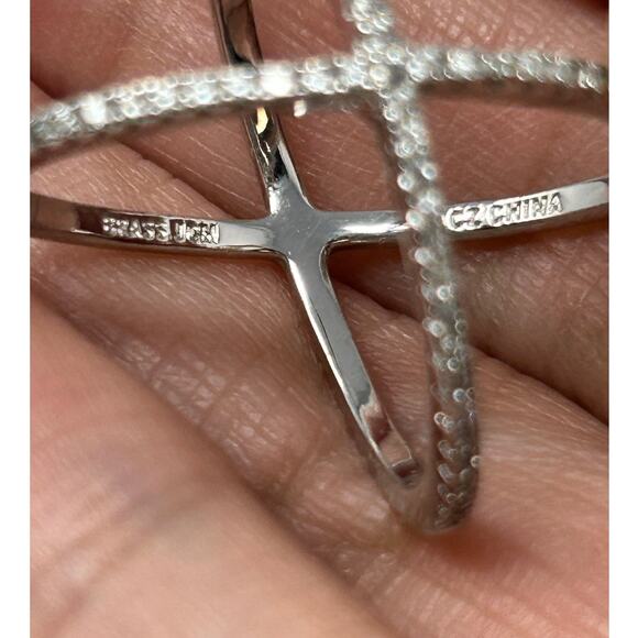 Marked JCM Silver over Brass Ring with CZ Stones - Picture 7 of 11